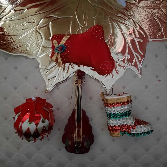 Assorted Christmas Ornaments - Stocking, Boot, Dog, Balls, Instrument - Picture 2 of 3